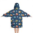 thumbnail image 2 of Cartoon Traffic Vehicles Clouds Dark Blue Pattern Blanket Hoodies for Kids 6-13YR Oversize Wearable Blanket Hoodies for Boys Girls Teens, 2 of 7