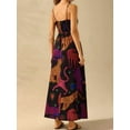 thumbnail image 5 of Womens 2025 Summer Floral Maxi Dress Sleeveless Spaghetti Strap Printed Smocked Boho Beach Long Dress Black XXL, 5 of 6