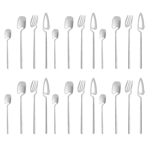 Hangable 24Piece Silverware Set, Satin Finish Flatware Cutlery Set