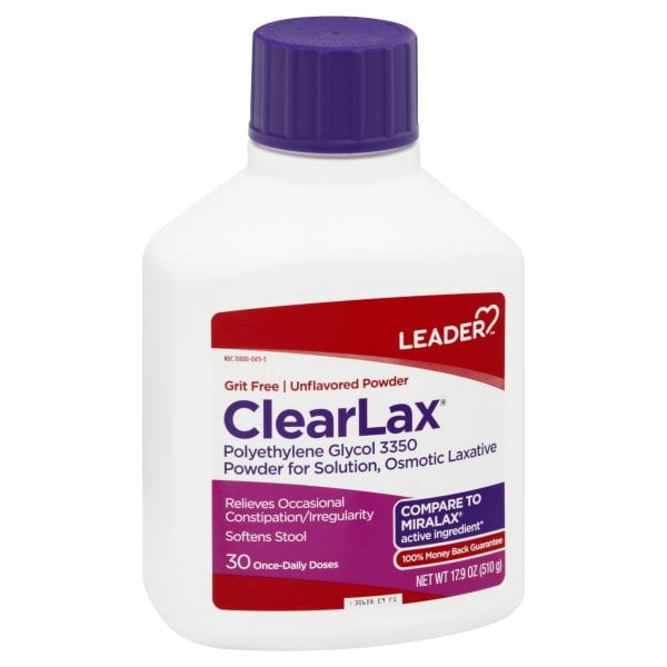 Leader ClearLax Polyethylene Glycol Powder - Laxative, 17.9 oz - 30 ...