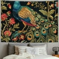 thumbnail image 2 of BCIIG Peacock Flowers Leaves Tapestry Wall Hanging Unique Style Graphic Tapestries Home Wall Decor Art for Living Room Bedroom Apartment Farmhouse Dorm 60x50inch, 2 of 6