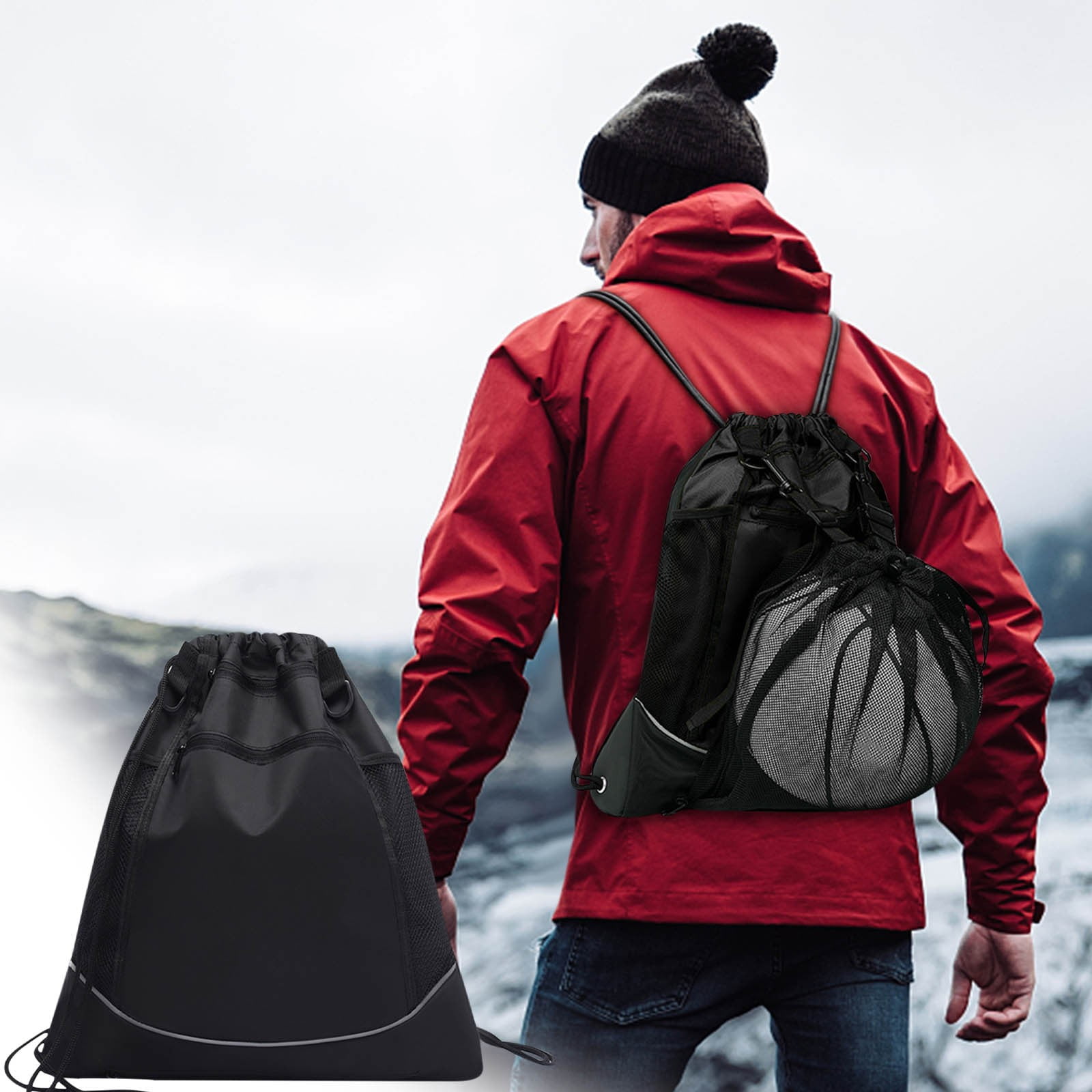 2025 Multifunctional Basketball Backpack with Drawstring, Foldable