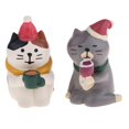thumbnail image 1 of Resina miniatura animal casa de estatuilla minúsculos coleccionables decorativos 2pcs gato de navidad, 1 of 6