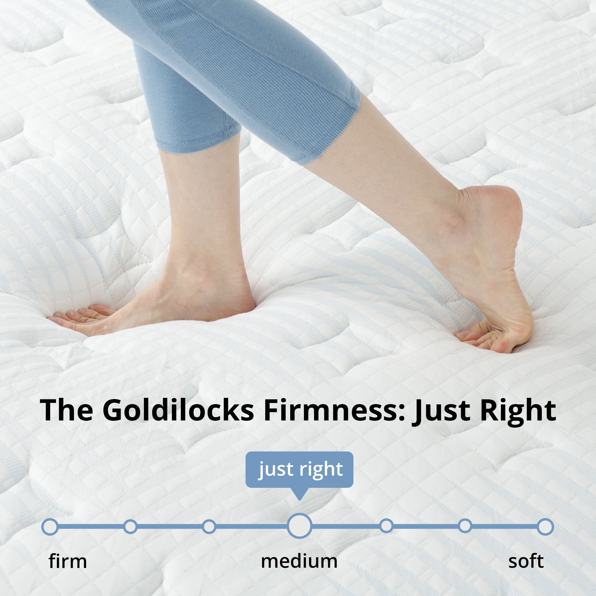 EGOHOME 14 inch Queen Size Mattress, Pocketed Springs, Medium, Pressure Relief, Reinforced Edge, Hybrid Mattress in a Box
