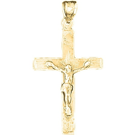 18K Yellow Gold INRI Crucifix Pendant - 46 mm