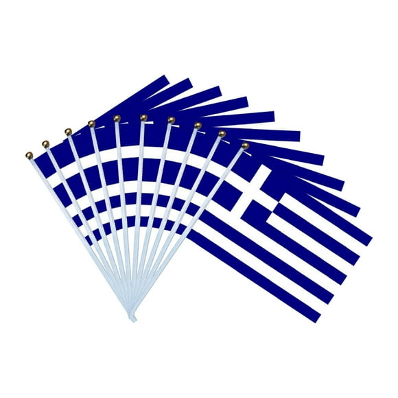 Decorative Flags, 10Pc Greece Flag Hand-Cranked Flag Outdoor Decoration14X21Cm, Flags_ Banners & Accessories