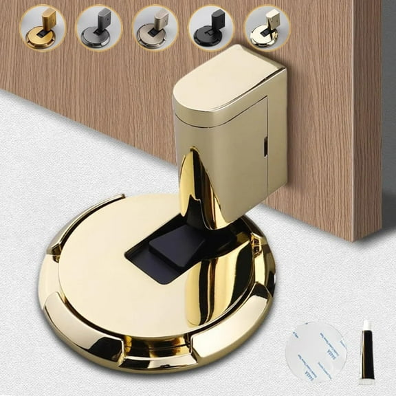Magnetic Door Stopper, 2024 Upgraded Punch-Free Mechanical Silent Floor Door Stop, Door Stopper Magnetic Heavy Duty No Drill Door Stopper Door Locks with Adhesive (2, Sliver)