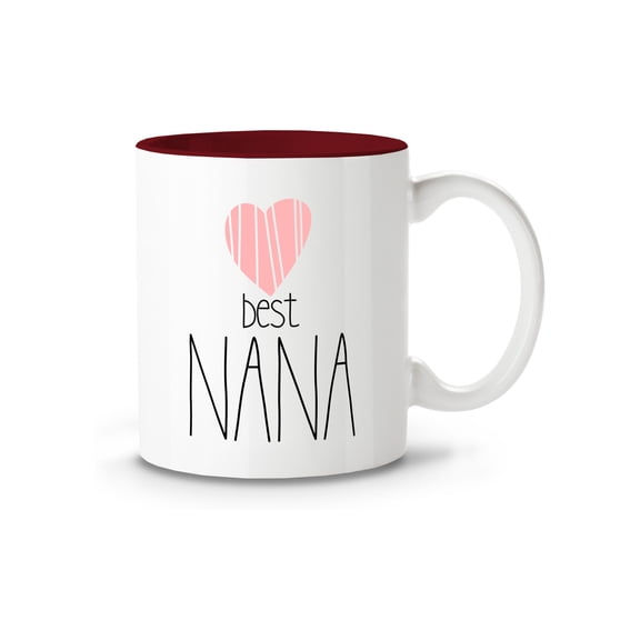 Best Nana Cup - Nana Christmas Gifts Coffee Mug For Grandma - Xmas Birthday Grandmother Present Ceramic 11oz - Maroon Interior