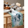 thumbnail image 6 of Coastal Seahorse Table Runner 108 Inches, Blue Green Ocean Starfish Coral Nautical Bed Runner Dresser Scarves Tabletop for Indoor Outdoor Parties/Ceremony/Banquet, 13"x 108", 6 of 8