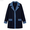thumbnail image 2 of Liyamei Girls Two Tone Denim Style Jacket with Lapel for Fall Casual Warm Wear Size 7-8 Years, 2 of 6