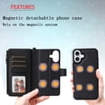 thumbnail image 3 of Dteck for iPhone 16 Wallet Case, 2 In 1 Detachable Protective Phone Case Women Men Kickstand flip Cover Wrist Strap Zipper Credit Card Holder Slots for iPhone 16,Black, 3 of 6