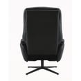 thumbnail image 4 of [1-Piece Black Top Grain Leather Accent Chair with Swivel and Ottoman - Modern Minimalist Style], 4 of 9