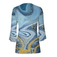 thumbnail image 5 of Ayolanni Women 3/4 Sleeve Graphic Tunic Tops Trendy 2023 Summer Casual v Neck Empire Waist t-Shirt Blouse, 5 of 5