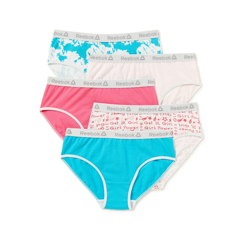 Reebok Reebok Girls' Cotton Stretch Hipster Panties, 5 Pack, Sizes S