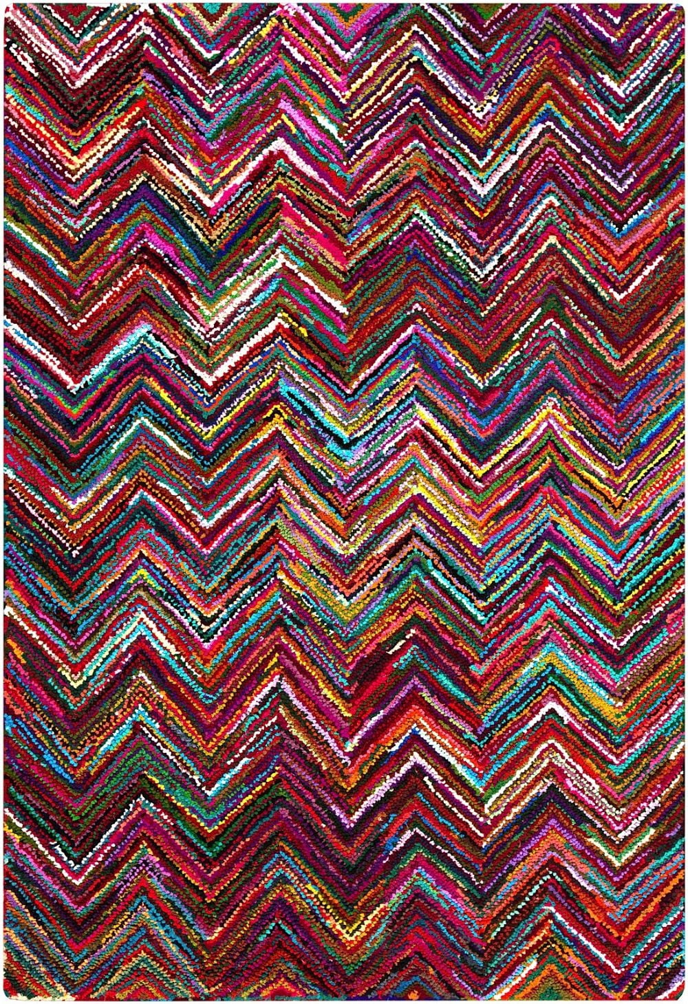 Natural Fiber Define Collection Area Rug in Mutli Chevron and Oval
