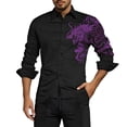 thumbnail image 4 of FINALGANG Mens Long Sleeve Dress Shirt With Dragon Print Traditional Style Turn Down Collar Button Down Shirt For Party Business Daily Wear Light Purple M, 4 of 4