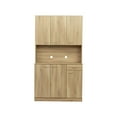 thumbnail image 3 of 70.87" Tall Kitchen Cabinet with 6-Doors, 1-Open Shelves and 1-Drawer, Freestanding Kitchen Pantry Cabinet, Microwave Storage Cabinet, Rustic Oak, 3 of 7