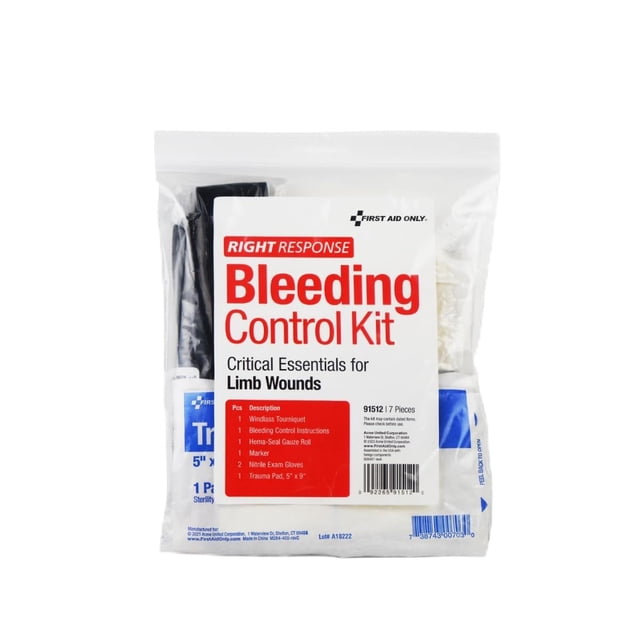 Kit de control de hemorragias, solo para primeros auxilios 91512 Critical, 7 piezas