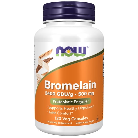 NOW Supplements, Bromelain (Natural Proteolytic Enzyme) 2,400 GDU/g - 500 mg, 120 Veg Capsules