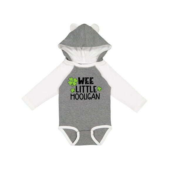 Inktastic St. Patrick's Day Wee Little Hooligan with Clovers Boys or Girls Long Sleeve Baby Bodysuit