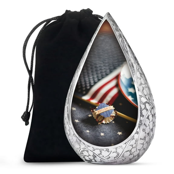JAGSHASHI Home Decor American Flag - Human Remain Urns - Burial Urns For Ashes - Decorative Urns For Ashes - Funeral Urns For Ashes - Cremation Memorial Urn - Large Urns - 10 Inch - Large
