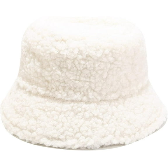 YooGuoGuo Winter Warm Plush Fuzzy Bucket Hat Faux Fur Shearling Fisherman Hats for Women
