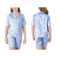 thumbnail image 2 of Topgal Cute Pink and Purple Flamingo Pajama Set for Girls – Satin Silky Short Sleeve Button Down PJ Set Size 8, 2 of 7
