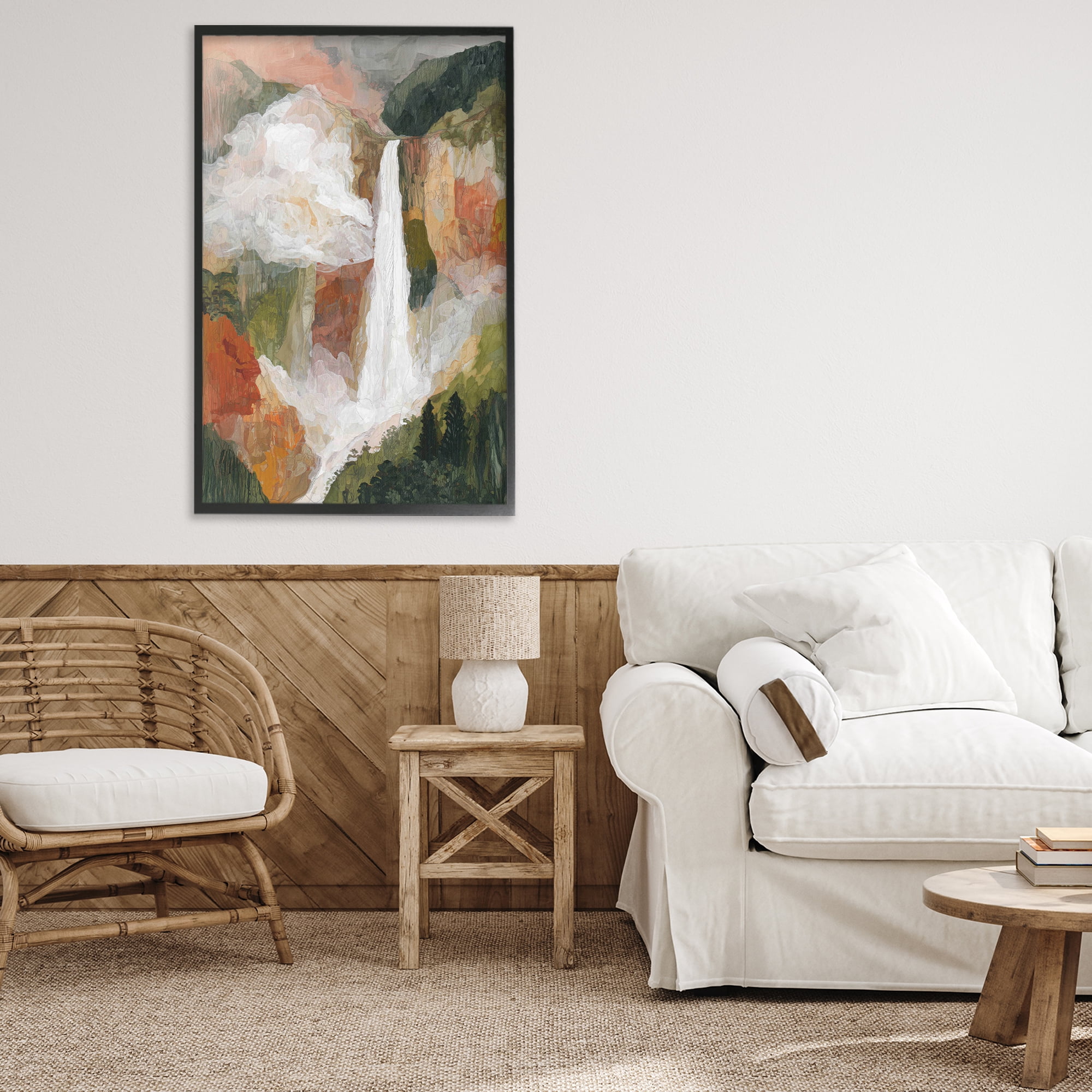 Stupell Industries Mountain Waterfall Landscape Black Framed Giclee Art, design by Chromatic Storm Studio