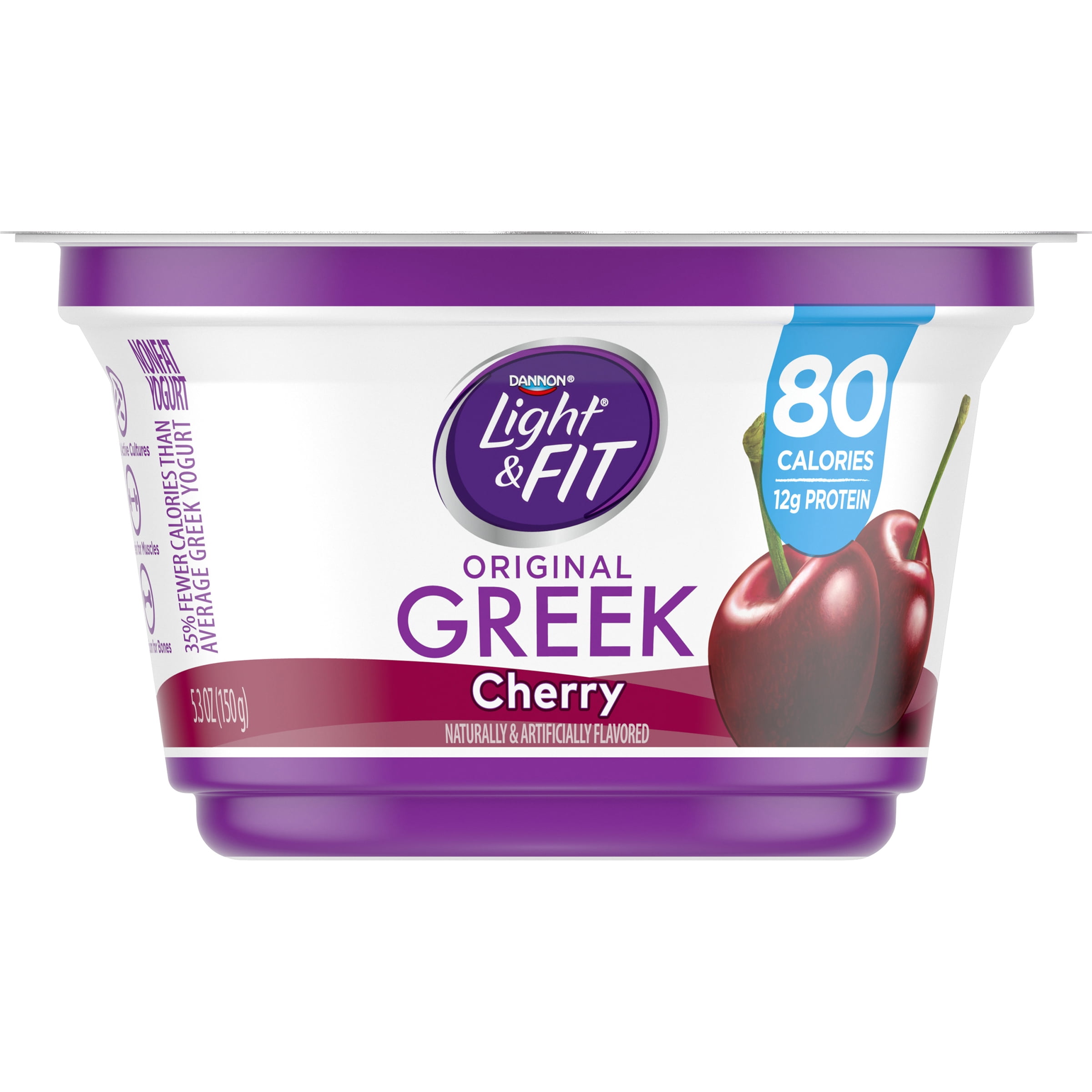 Light + Fit Nonfat Gluten-Free Cherry Greek Yogurt, 5.3 Oz