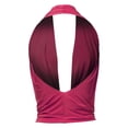 thumbnail image 3 of A2Y Women's Sexy Drape Front Deep V-Neck Cowl Neckline Halter Backless Party Club Top Fuchsia M, 3 of 6