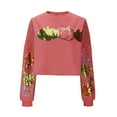 thumbnail image 5 of Sequins Crop Sweatshirts Women Dropped Long Sleeve Crewneck Pullover Tops Loose Fall Halloween Christmas Outfits (L, Pink), 5 of 7