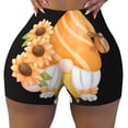 thumbnail image 2 of Daiia Sunflower Gnomes 2 Pattern Women's Workout Shorts Biker Shorts - High Waisted Workout Spandex Tummy Control Gym Running Yoga Shorts-Large, 2 of 8
