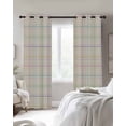 thumbnail image 2 of Colorful Geometric Plaid Blackout Curtains 45 Inches Long, Kitchen Black Out Window Treatments, Simple Vintage Grid Beige Thermal Insulated Lined Drapes for Small Window with Grommet 42"x45", 2 of 8
