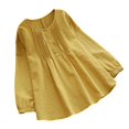 thumbnail image 1 of CHOK Hauts pour Femmes Liquidation Mode Été Décontractée Ample Lin Manches Longues Col Rond Blouse en Solde, 1 of 5