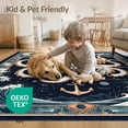 thumbnail image 4 of ODIKA 9'x12' Washable Area Rug Non-Slip, Chair-Friendly Navy Animals Octopus Motif Vintage Nautical Compass Tentacle for Dining Room, Basement, Large Office, 4 of 7