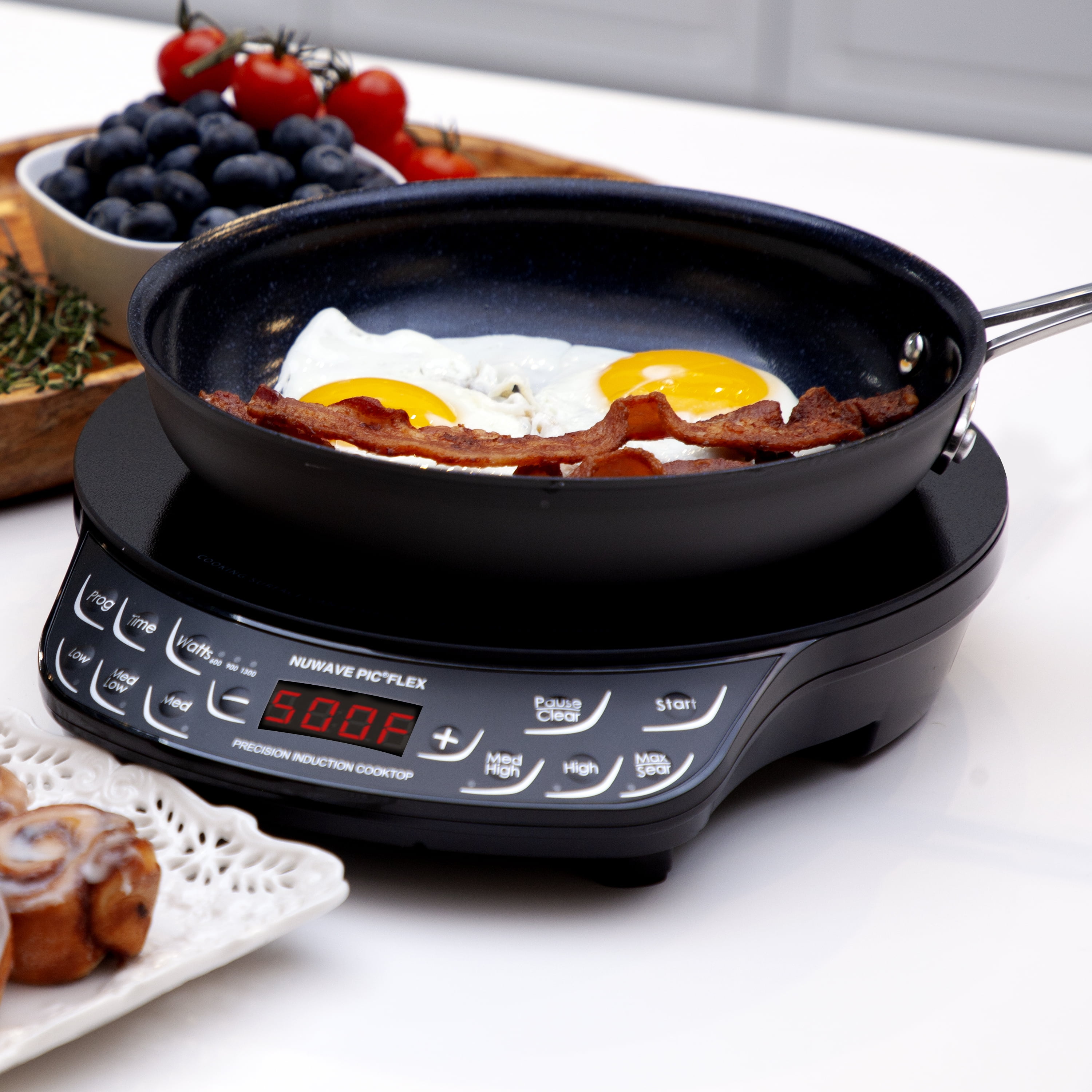 NuWave Portable Induction Cooktop Flex, 10.25-inch Shatter-Proof Ceramic  Glass and Large 6.5-inch Heating Coil, 3 Wattage Settings 600, 900 & 1300