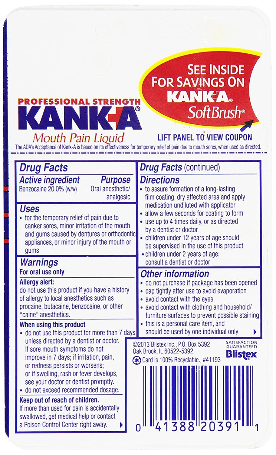 Blistex Kanka Professional Strength Oral Anesthetic, Mouth Pain Liquid, 0.33 oz, 4 Pack
