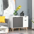 thumbnail image 2 of HOMCOM Buffet Armoire de Rangement avec Tiroir, Blanc et Gris, 2 of 10
