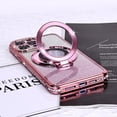 thumbnail image 3 of Case for iPhone 13 Pro with Holder Stand,Glitter Plated Bling Luxury Rhinestone Phone Case（Compatible with MagSafe） Shockproof Kickstand Design for iPhone 13 Pro-Pink, 3 of 14