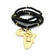 thumbnail image 2 of Power Fist on Africa Pendant w/6mm 30" Black Wood Bead Color Disc Necklace, Gold-Tone, 2 of 4