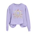 thumbnail image 5 of Arlun Halloween Funny Sweatshirt for Women Sequin Pumpkin Cart Graphic Printed Pullover Tops Long Sleeve Hoodless Shirt Casual Fall Fashion Sweatshirts for Everyday Wear Purple XL, 5 of 6