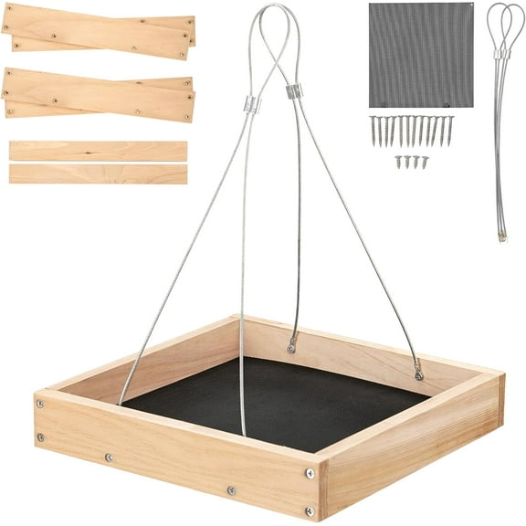 Platform Bird Feeder for Outdoor, Eco-Friendly Wood Hanging Tray Bird Feeders,Durable and Stable Great for Hanging Wild Birdfeeder Trays in Garden Outdoors, Install Required