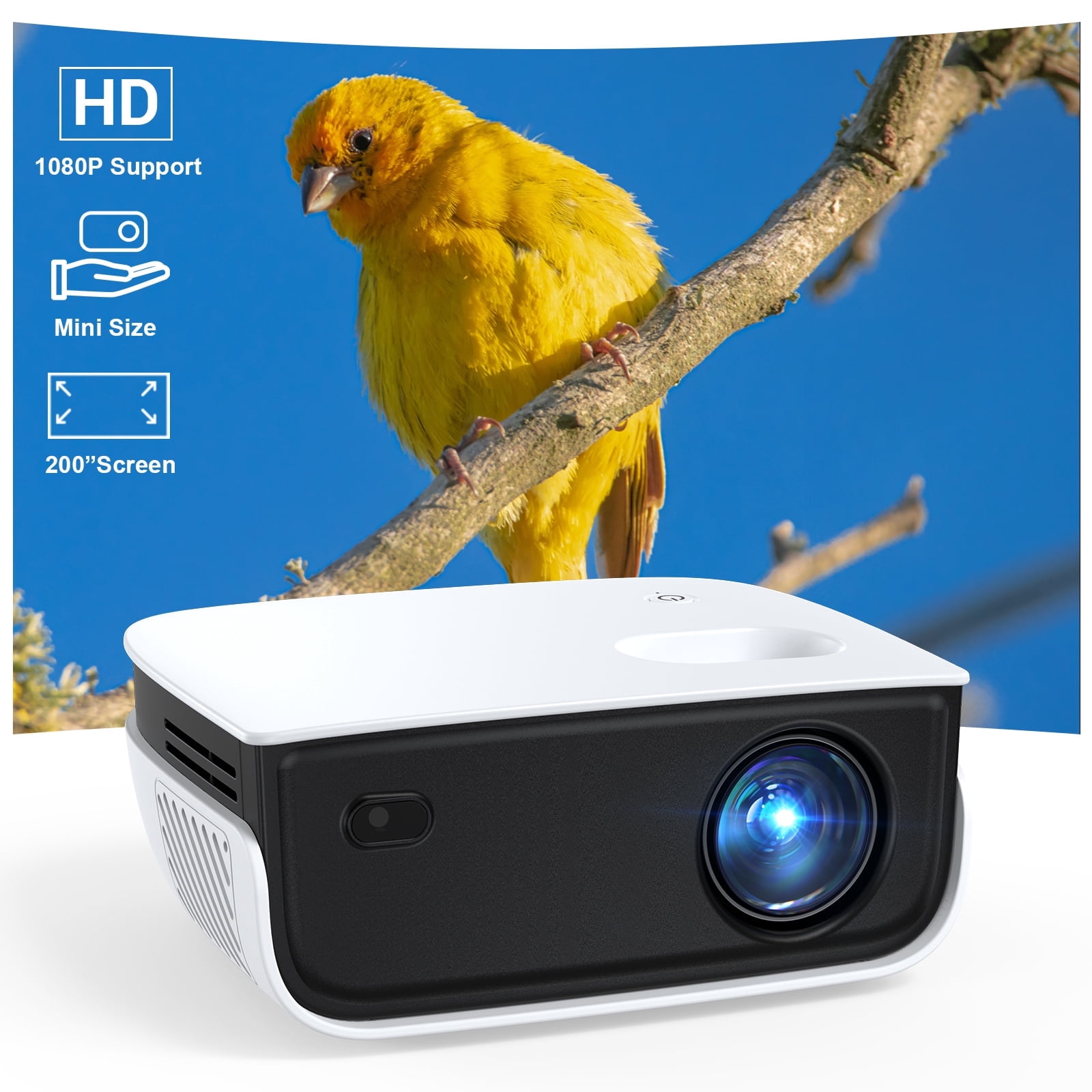 TOPVISION Mini Projector with Bluetooth, 1080P Outdoor Movie Projector with Keystone Correction, 240'' Giant Screen, Compatible with TV Stick, Phone, PS5, HDMI, Usb for Home, Bedroom, Outdoor Use