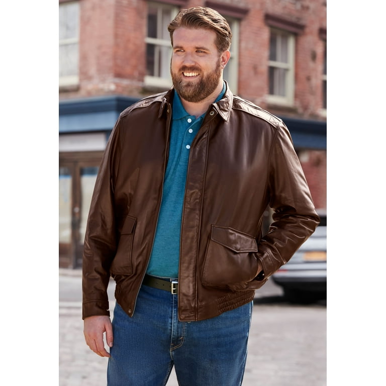 Kingsize Men's Big & Tall Leather Aviator Jacket