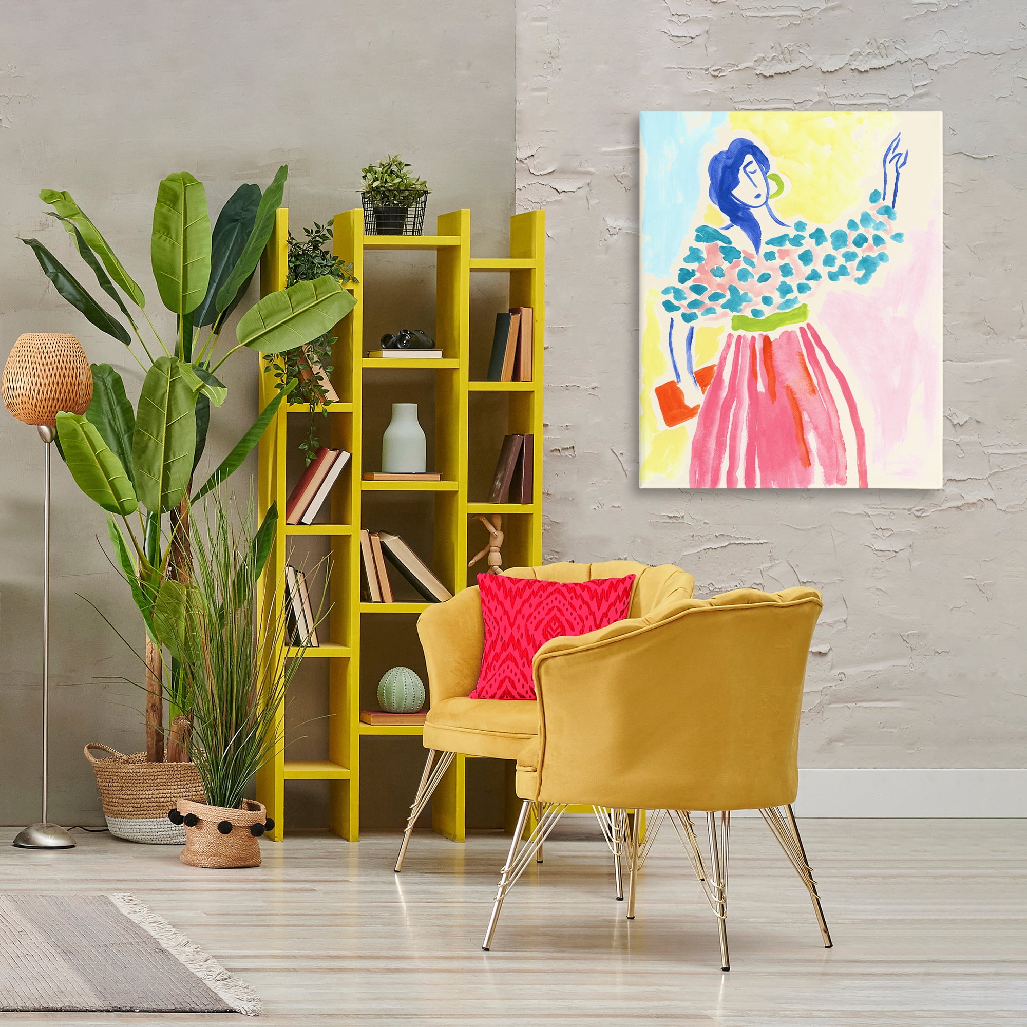 Stupell Industries Woman in Bold Dress People Painting Wrapped Canvas Art Print Wall Art, 30 x 40