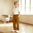 thumbnail image 6 of WhouRiu Boys Casual Jogger Pants Solid Color Drawstring Waist Baggy Wide Leg Sweatpants Kids Autumn Comfortable Trousers With Pockets,11-12 Years, 6 of 8