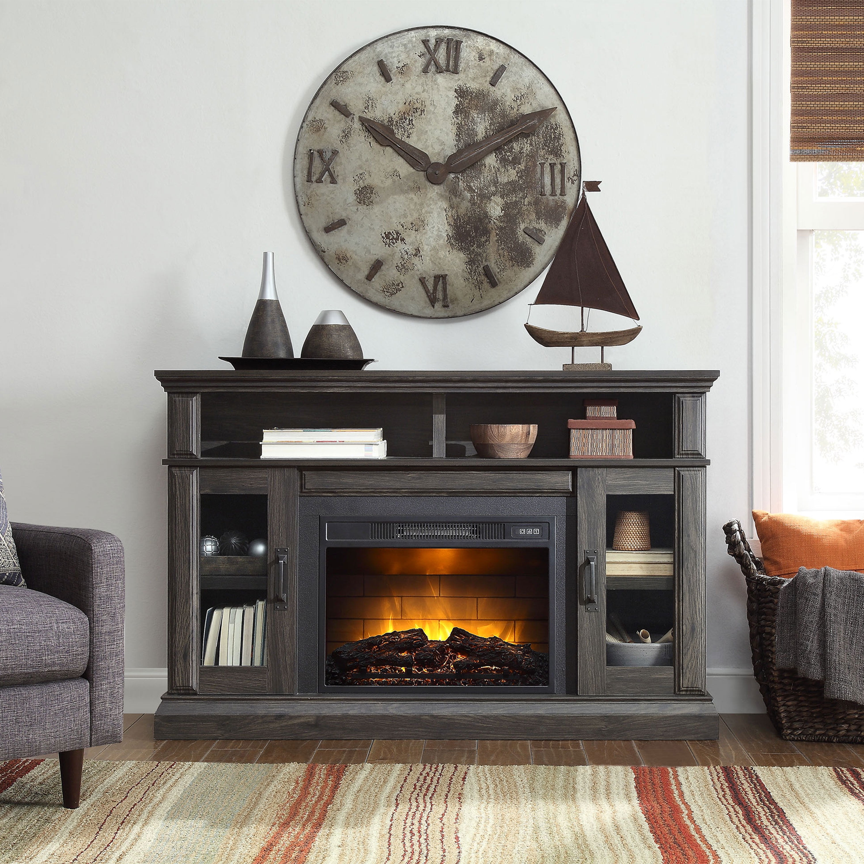 Whalen Layton Media Fireplace For 65 Tvs Up To 135lbs Weathered Ash Whalen Layton Media Fireplace For 65 Tvs Up To 135lbs Weathered Ash Finish Com
