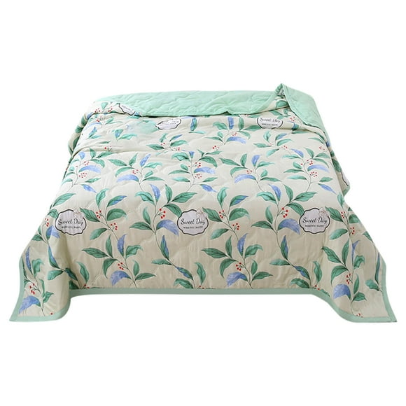 SLYNSHome Floral Quilt,Summer Cooling Comforter Bedding Microfiber Lightweight Blankets for Night Sweats Hot Sleepers - Green