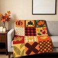 thumbnail image 6 of Fall Plaid Patchwork Throw Blanket 27" x 39" Autumn Pumpkin Flower Pattern Soft Flannel Quilt for Sofa Couch Bed Thanksgiving Home Holiday Decor Display, 6 of 6