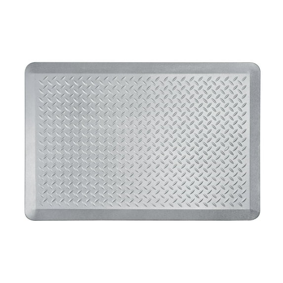 Aspen Creative 18003-62 Anti-Fatigue, Ergonomically Engineered, Non-Toxic, Non-Slip, Waterproof, All-Purpose PU Floor Mat, Tread Plate Pattern, 24" x 36" x .7" thickness, Dark Grey Color (2 Pack)